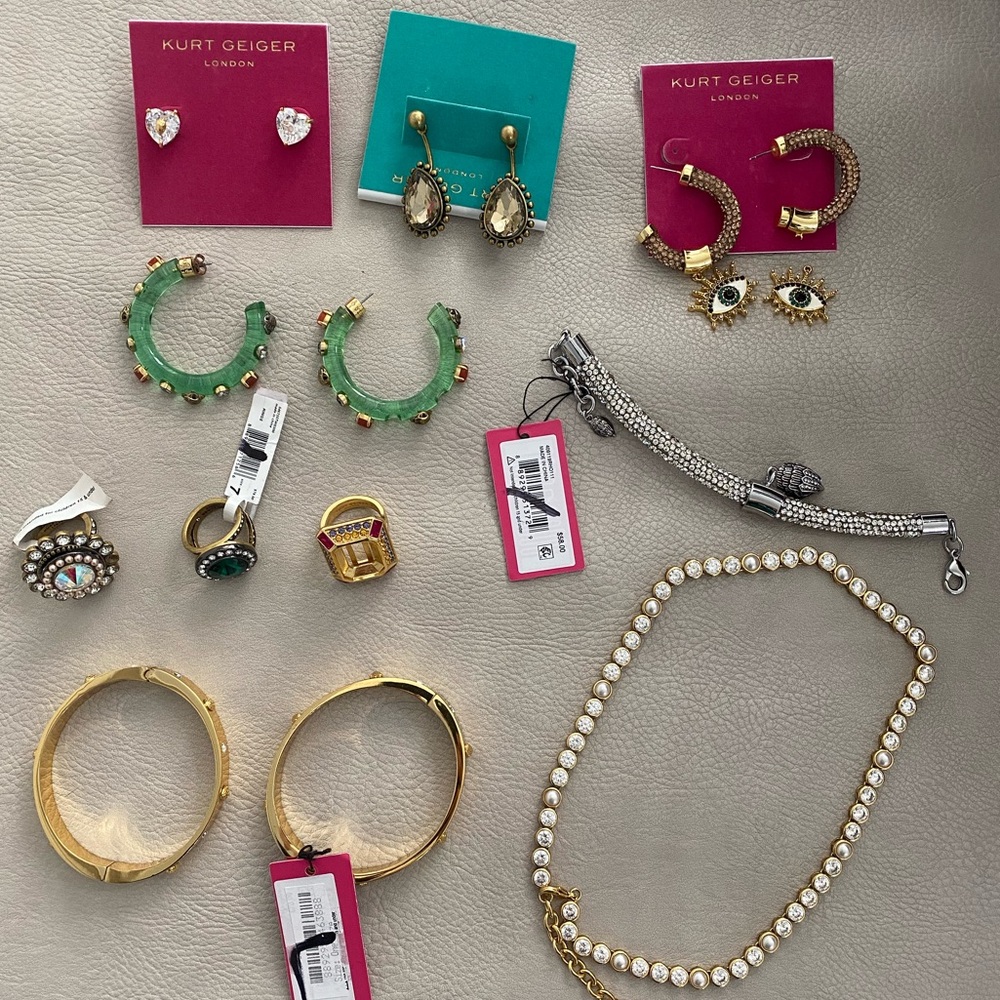 LOT OF 11 SALVAGE Kurt Geiger Jewelry earrings rings bracelet necklace $850 MSRP